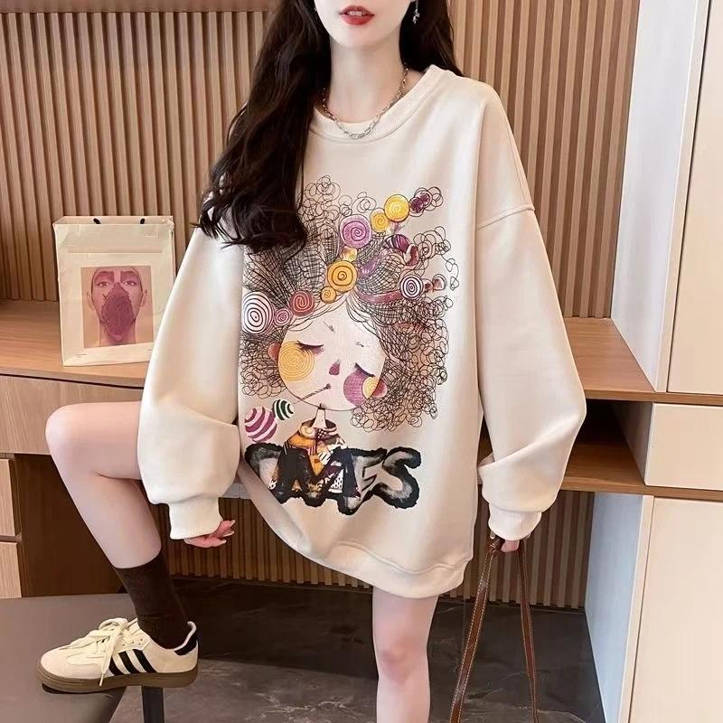 Sweatshirt for Women Oversize Round Neck Thickened Loose Casual Pullover Long Sleeve Winter Sweatshirt Top