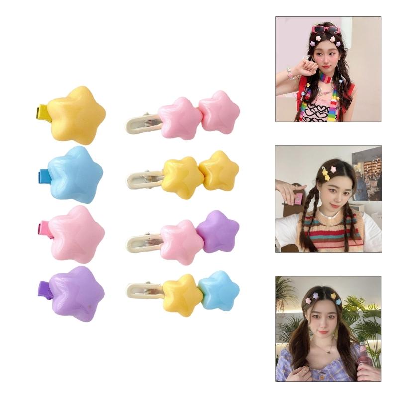 Y2k 90s Aesthetic Candy Color Star Hairpin for Woman Cute Duckbill Hair Clip