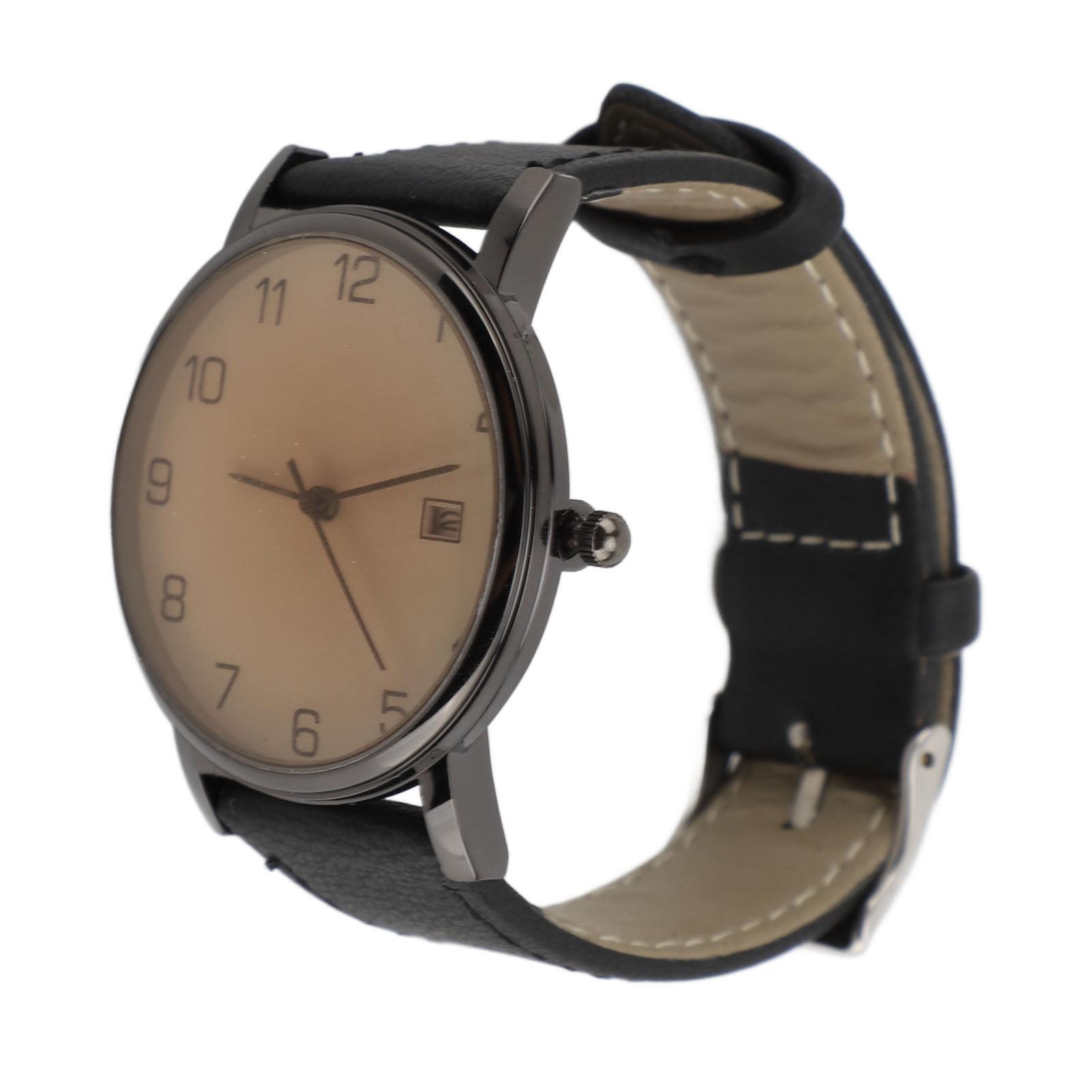 

Men Analog Watch with Calendar Date PU Leather Strap Ultra Thin Big Face Mineral Glass Quartz Wrist Watch for Indoor