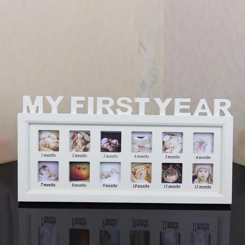 Photo Frame for 0-12 Month Baby"My First Year" Pictures Footprint Handprint Kids