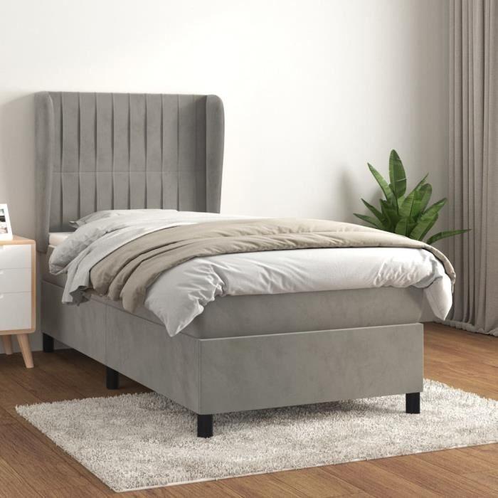 3143133 vidaXL Divan Bed and Mattress Light Grey 120x200cm Velvet