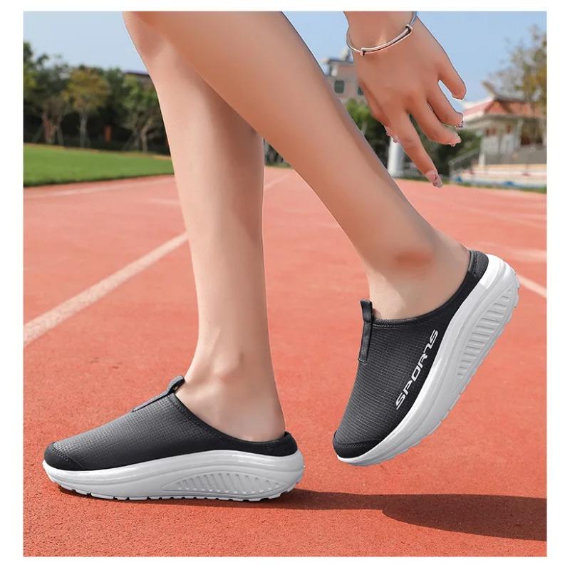 Summer Outdoor Anti Slip Women Casual Shoes Mesh Breathable Soft Comfortable Flat Slippers Thick Bottom