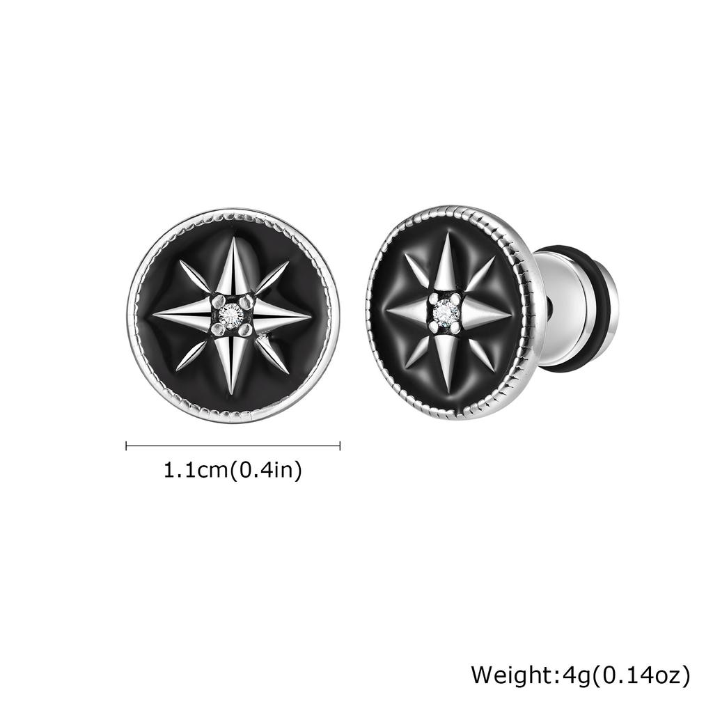 Vintage Gothic Norse Viking Stud Earrings for Men Boys, Rock Punk Runes Round Earrings, Fashion Piercing Jewelry Gift