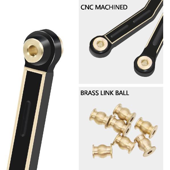 8PCS Black Coating Brass Links Rod Linkage Set for Axial AX24 XC-1 1/24 RC Crawler Car Upgrade Parts
