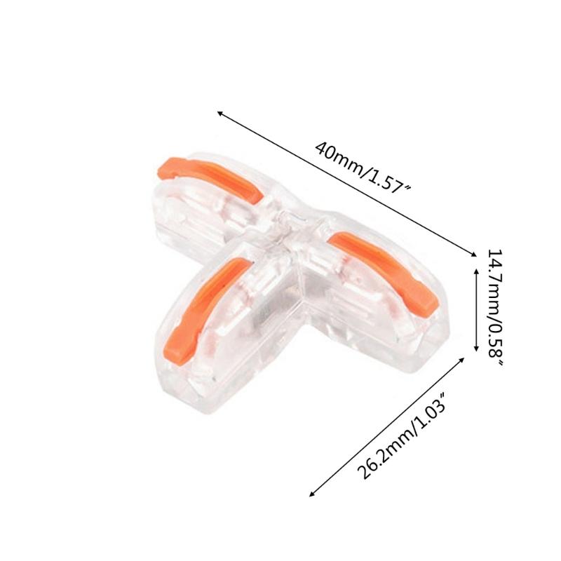 Universal Cable Connector T-type Quick Wire Connecter Lever Nuts Compact Push-in Wiring Terminal Block Cable Splitter