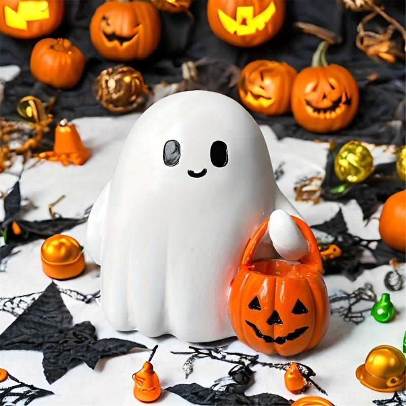 Harz Kürbisse Geisterhafte Statuen Miniaturlandschaft Halloween Geisterhafte Figuren Kleine Monster Skulpturen Gartendekorationen