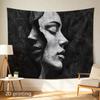 2D Flat, 1pc 2D Printed Tapestry, Large/Small Size, Split Face Sculpture in Monochrome, Aesthetic Wall Decor, Home Decor, Not Emitting Light, Suitable