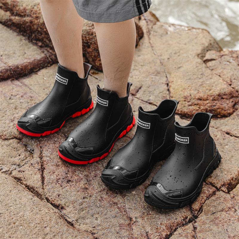 Men's Waterproof Non-Slip Rubber Rain Boots - Short, Wear-Resistant for Outdoor and Casual Use