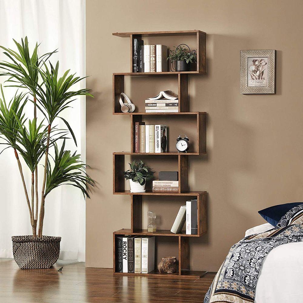 Freestanding bookcase 190.5cm Bookcase Standing shelf for presentation brown