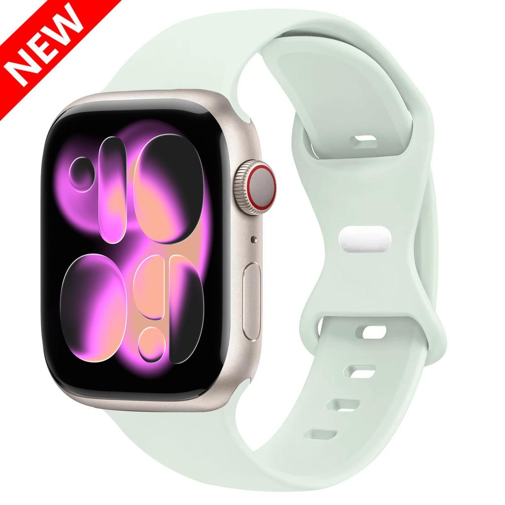 Sport Silicone Strap For Apple Watch Bands 40mm 44mm 46mm 45mm 41mm 49 42mm Correa Bracelet iWatch series 10 11 9 8 7 ultra 3 SE