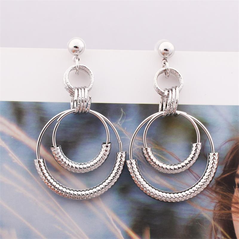 

Double Metal Tube Dangle Earrings For Women Hollow Round Geometric Earrings Fashion Jewelry Statement Earrings Gifts