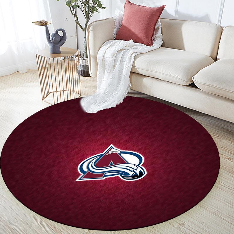 Colorado Avalanche Round Area Rug,Carpet Rug for Living Room Bedroom Sofa Playroom Decor,Non-slip Floor Mat