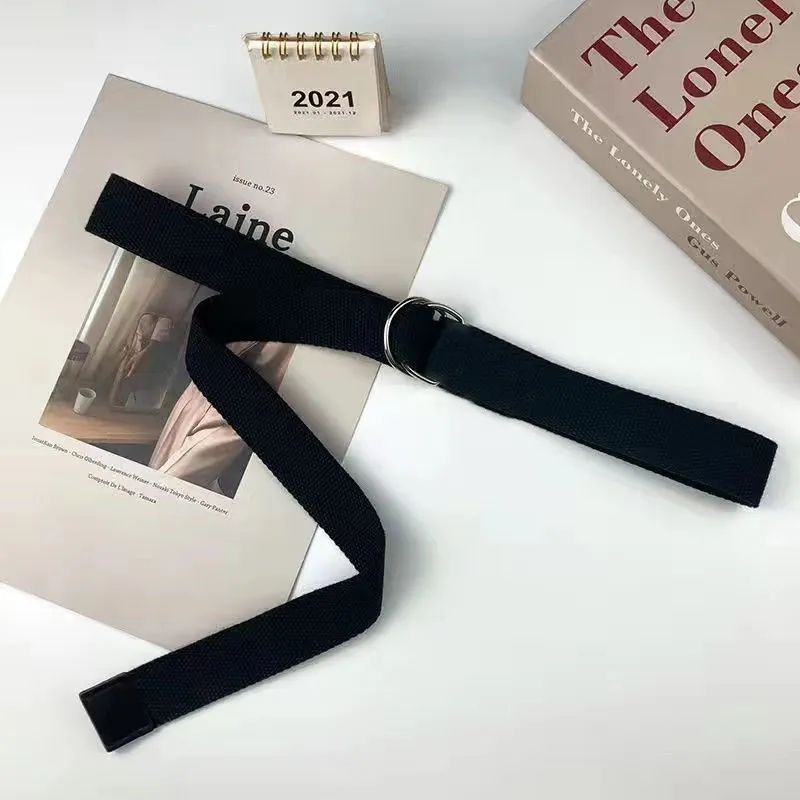 

Ремнь Холщовый Современный Для Студентов С Модным Двойным Дизайном Петли Pure Black 130x3.8