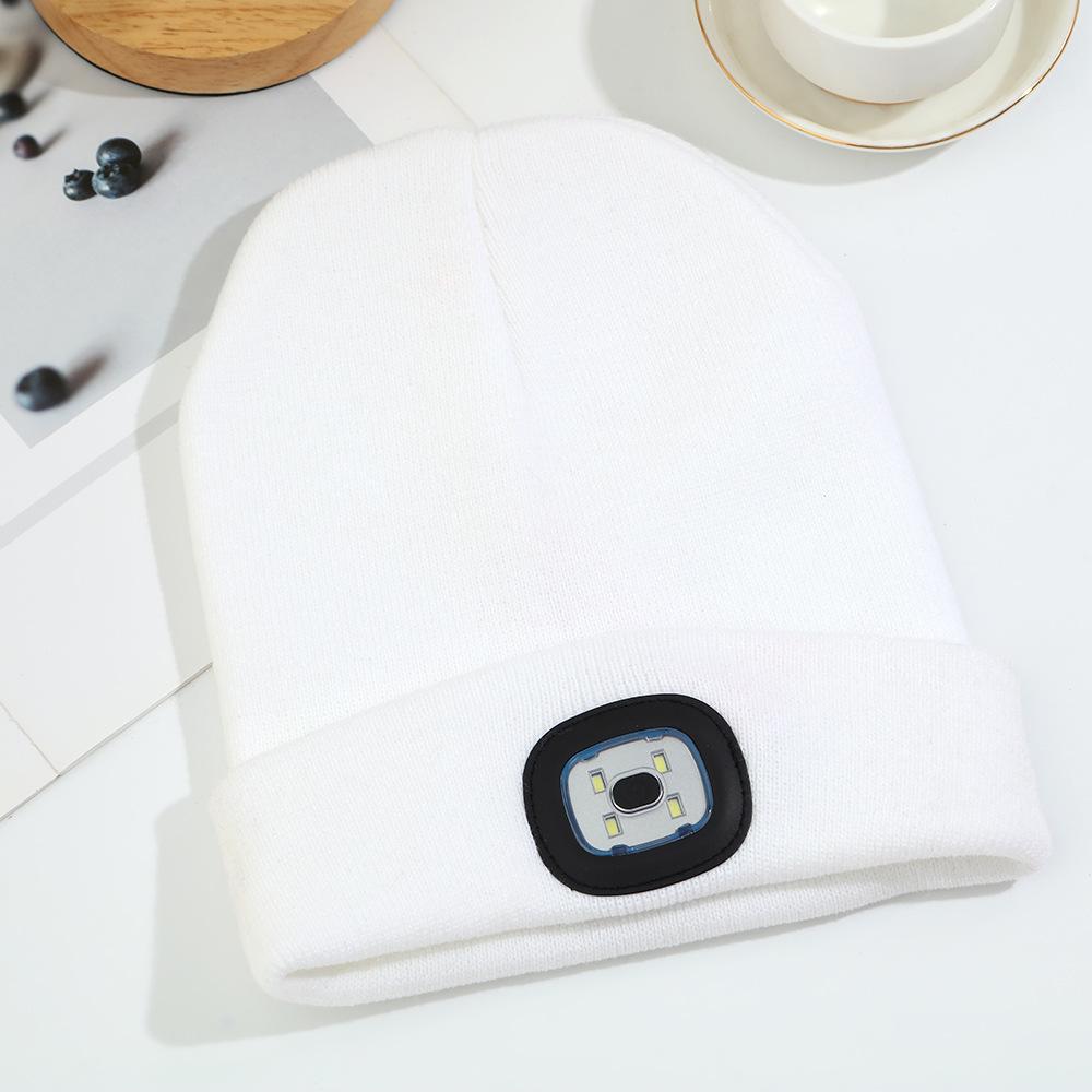 Dobíjecí LED vlněná pletená čepice pro venkovní sporty a cyklistiku