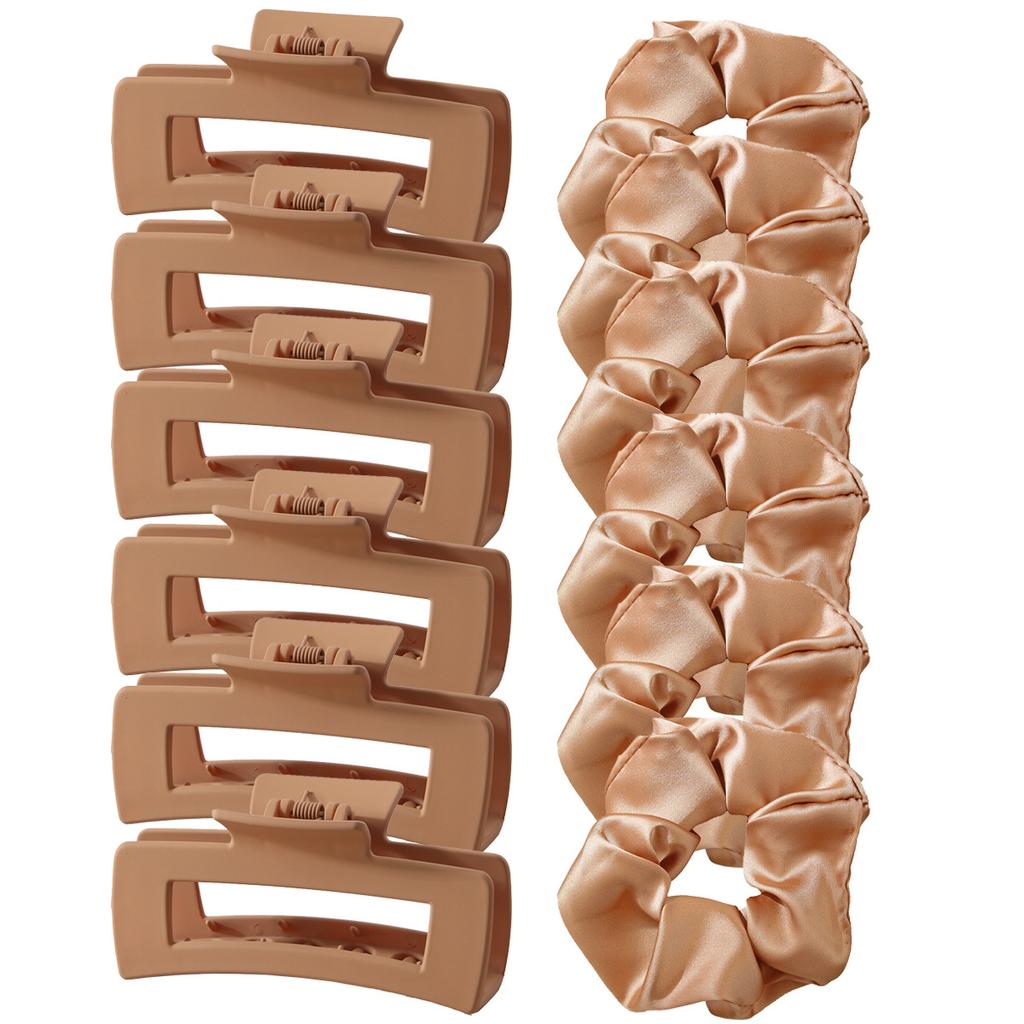 Matte Hair Clips for Women and Girls - Rectangle and Double Row Small Claw Clips for Thin/Medium Fine Hair - Nonslip Jaw Clips