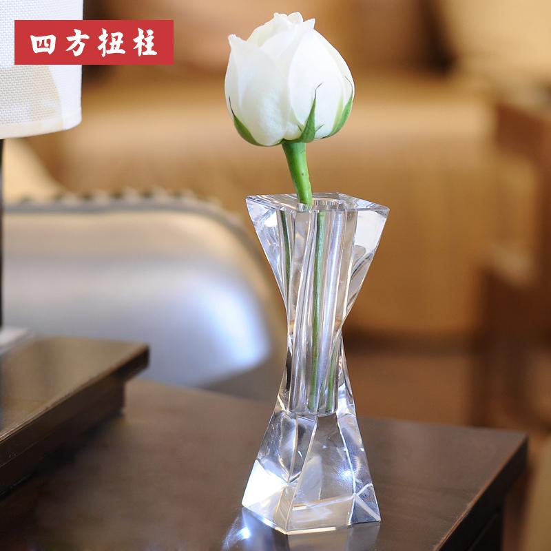 European Crystal Glass Small Vase, Fresh Tabletop Ornaments, Flower Plant, Transparent Bottle, Modern Home Decoration Accessorie