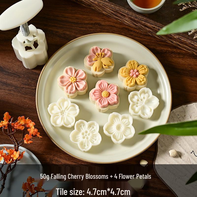 Mid-Autumn Mooncake Press - Flower Ice Skin Mold for Pastry & Mung Bean Cake