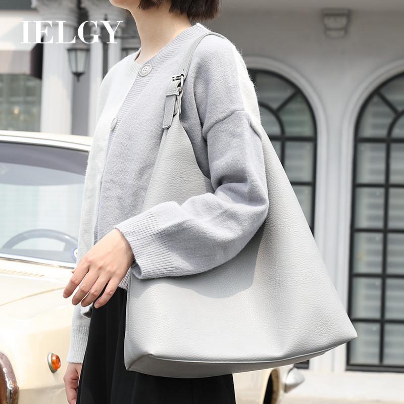 IELGY Korean version of simple lychee pattern handbag, casual pu leather mother bag, fashionable large-capacity shoulder women's bag