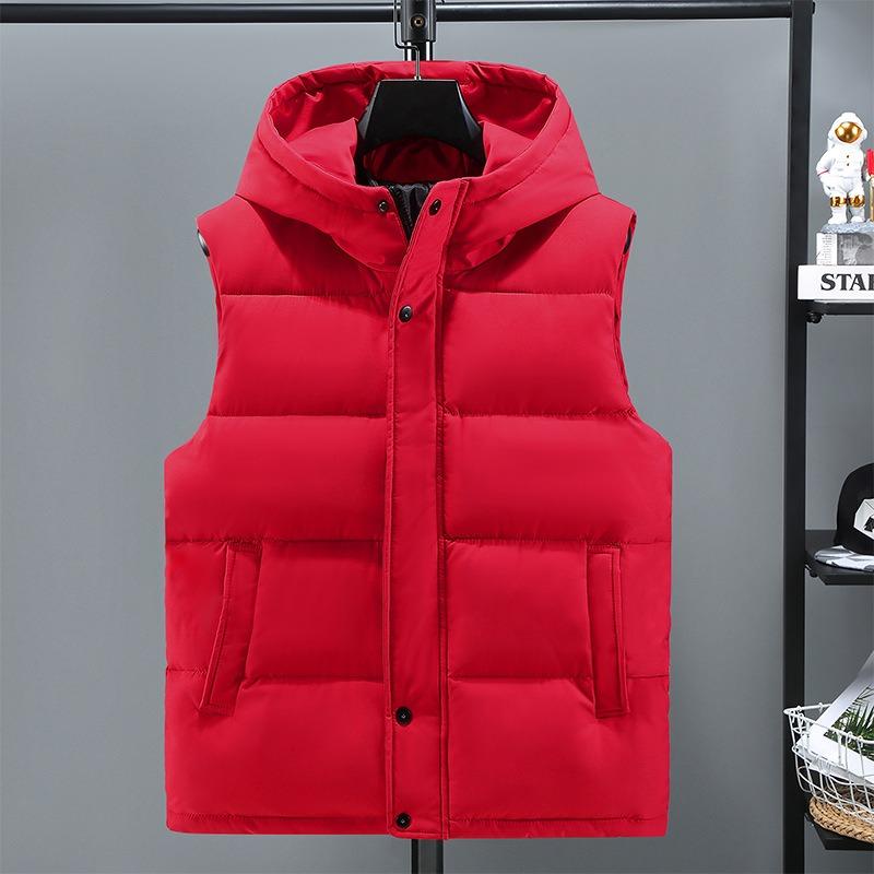 

Autumn and winter new down cotton casual vest men s youth couple cotton warm jacket men s vest student vest S червоний