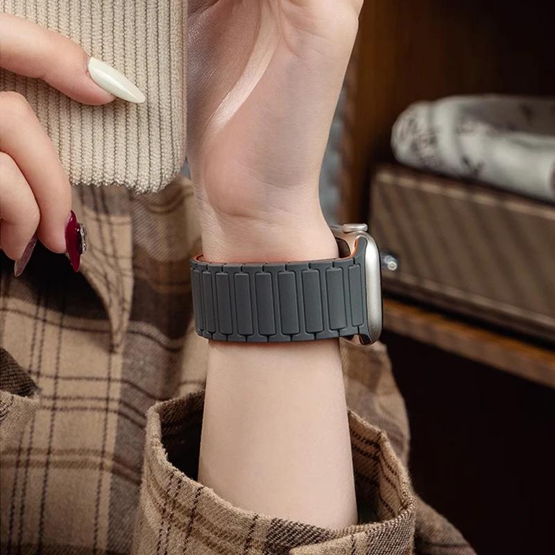 Magnetisches Schlaufenarmband für Apple Watch S10 46mm 42mm 40mm 41mm 45mm 44mm 49mm Silikonarmband für lWatch Series Ultra 2 9 8 7 6 5 4