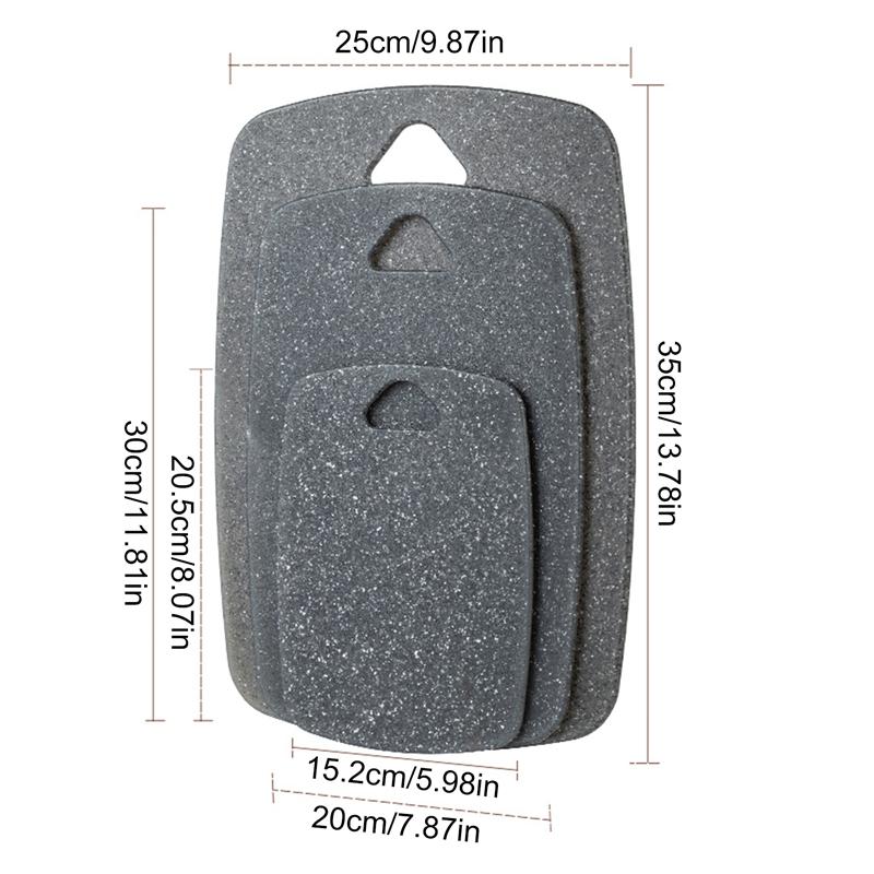 3PCS/Set Plastic Cutting Board Easy Grip Handle Cutting Boards Doube Sided Non-Slip Sorted Chopping Blocks Kitchen Tool Sets