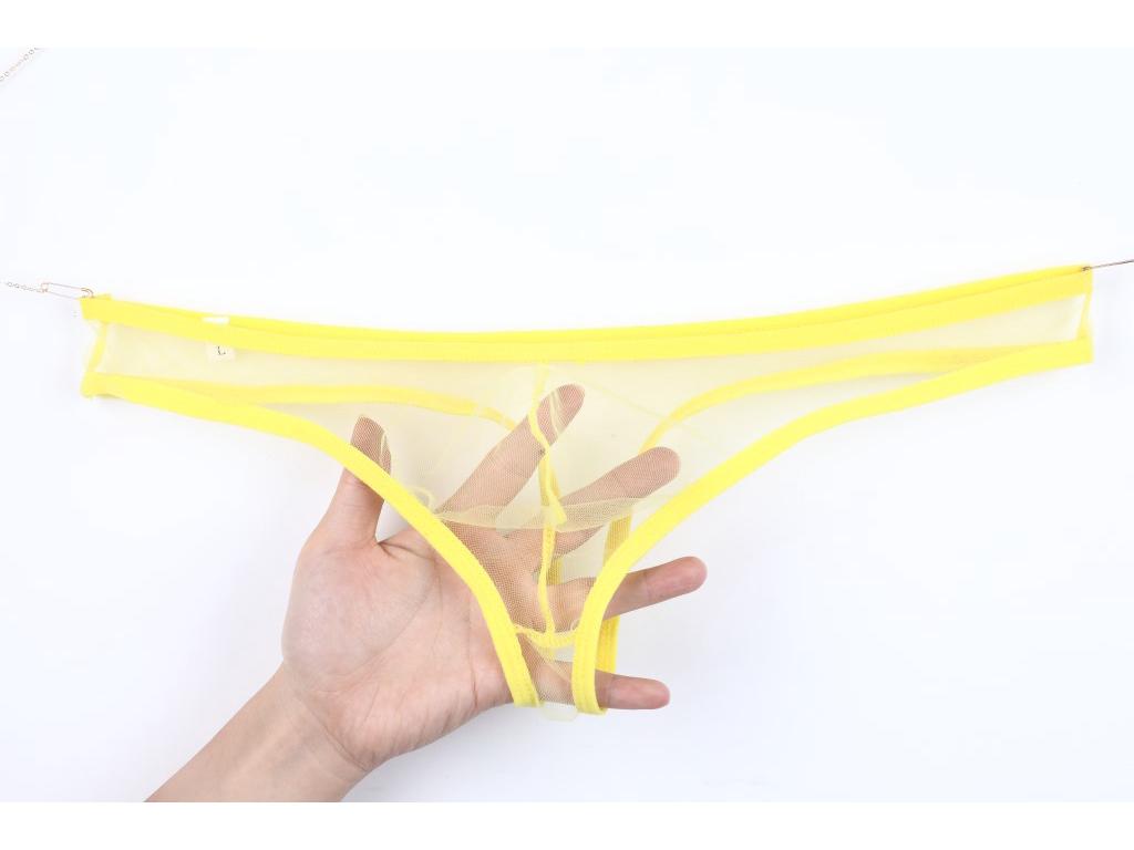 Men's See-Through Low-Rise Mesh T-Back Underwear - Plus Size C-035