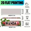 Vintage WANDA Metal Wall Sign, Rustic Pink & Burgundy Rose, 2D Flat Farmhouse Decor, Durable Aluminum Finish