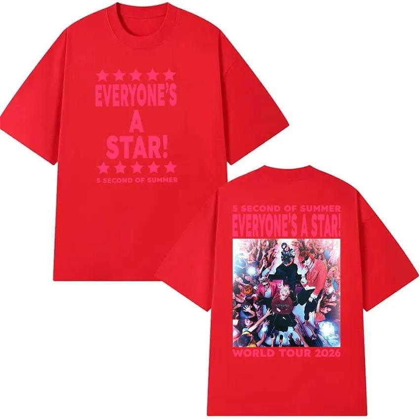 Unisex Hip Hop Punk Fashion Short Sleeve T Shirt 5 Seconds of Summer Everyone’s A Star World Tour 2026 Graphic T-Shirt Y2K S