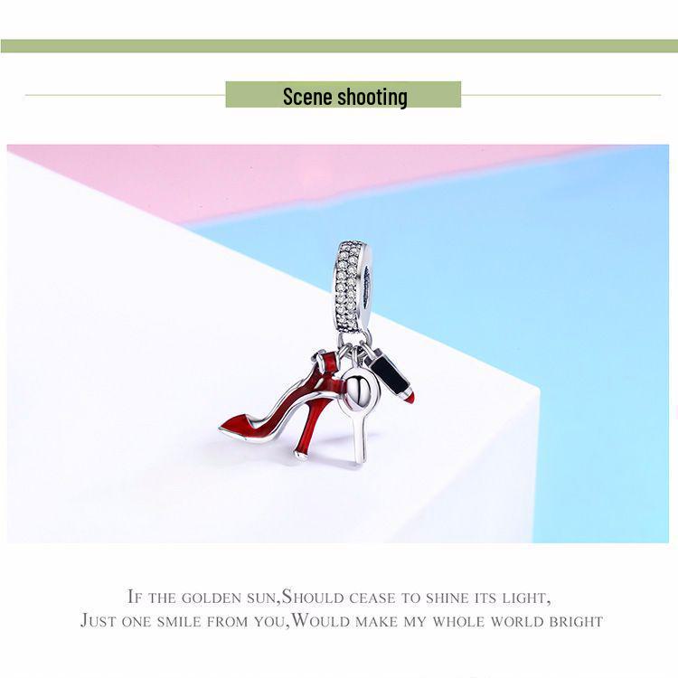 European & American S925 Sterling Silver Beads High Heels Queen Series DIY Pendant Jewelry Set