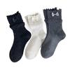 Women's Mid-Calf Bow White Socks - Spring/Summer Solid Color, Japanese Trend, Scrunched & Boneless