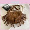 Pu Suede Fringed Saddle Bag With Zipper Closure For Daily Use And Bohemian Style