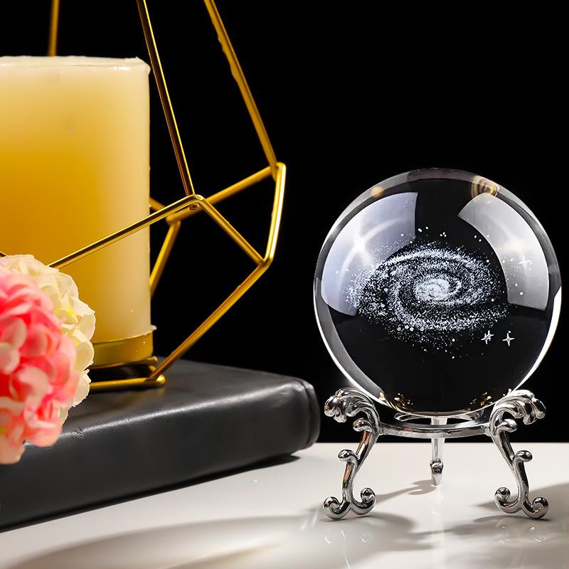 3D Galaxy Crystal Ball Ornament - Customizable Home Desktop Decoration & Birthday Gift for Boys