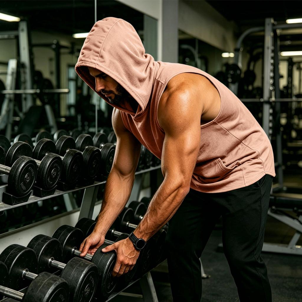 Men's Sleeveless Hoodie Muscle Fit Gym Tank Top Breathable Quick Dry Workout Vest for Fitness Training
