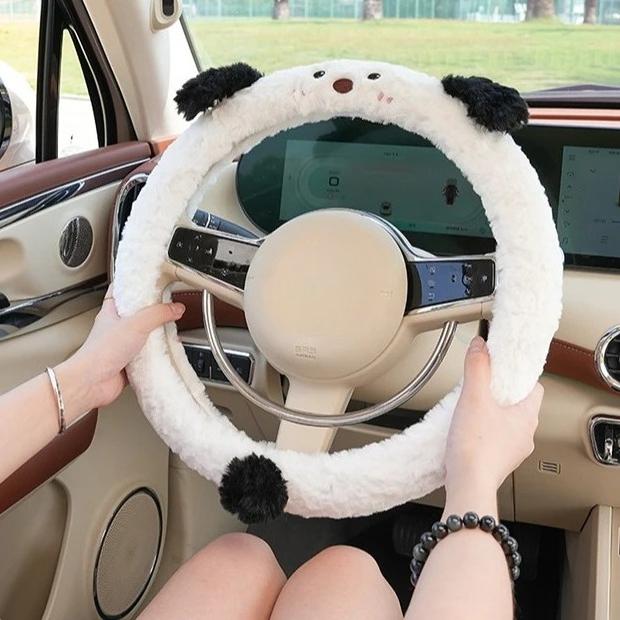 Universell Winter Warm Weich Plüsch Cartoon Bärenohr Auto Innenraum Auto Lenkradabdeckung Handgriff Abdeckung Auto Innenraum