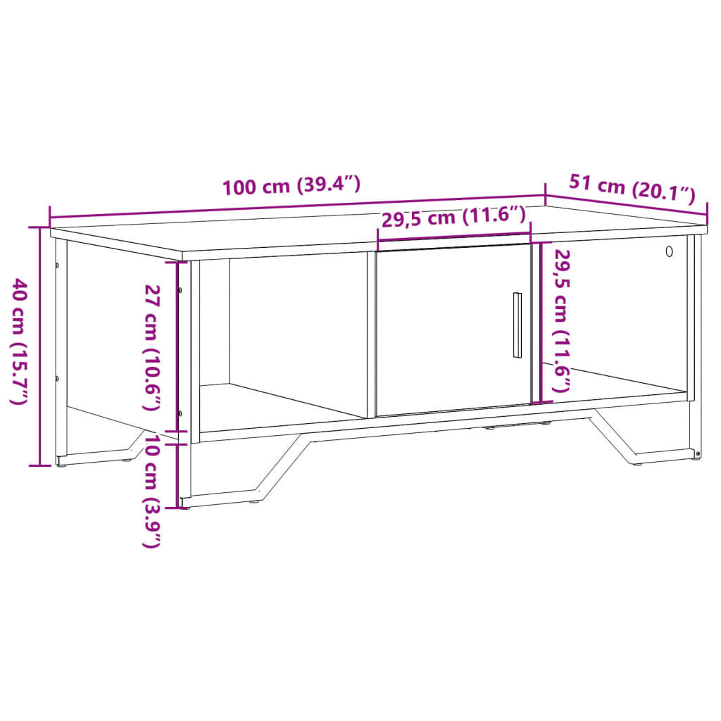 Coffee Table Gray Sonoma 100x51x40 Cm Particleboard