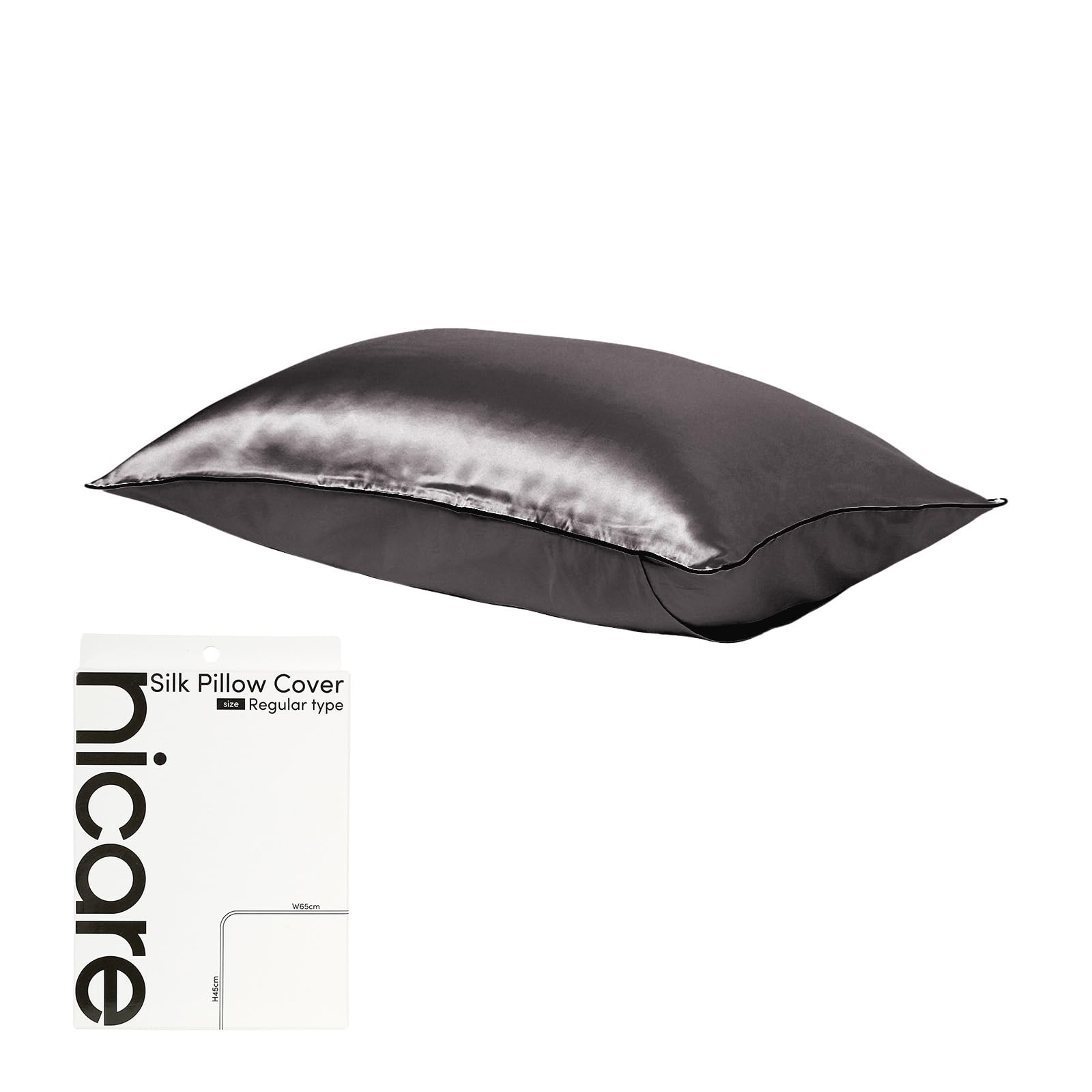 

Washable Silk 45 x 65 cm [Lafuku] Pillowcase, 100% Silk, Charcoal, серый