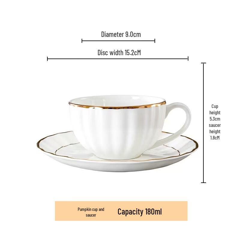 Gold-Rimmed Ceramic Coffee Cup Set