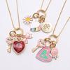Lovely Peach Heart Charm Neck Chain Long Chain Pendant Necklace Drop Oil Choker