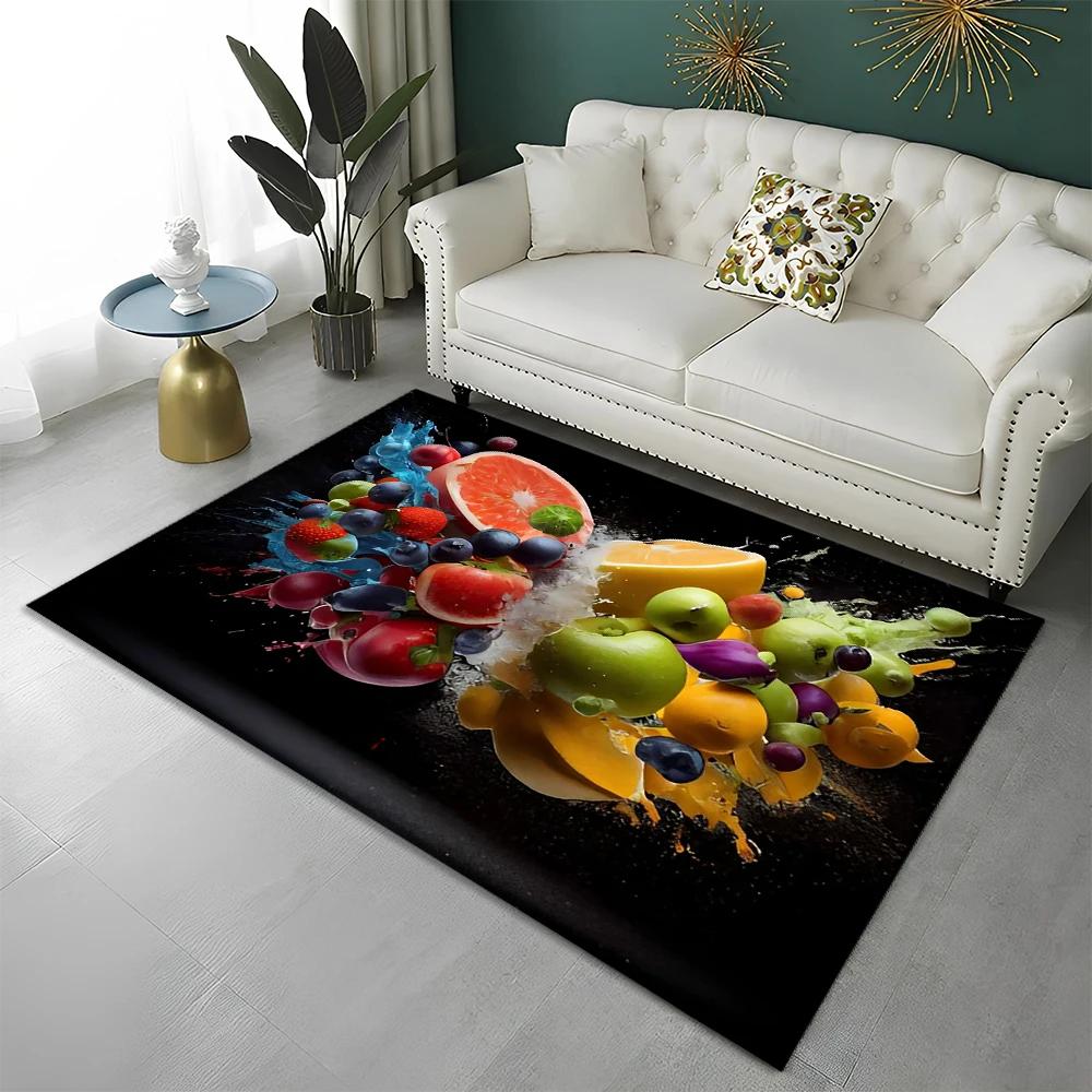 3D Cute Fruit Cartoon HD Carpet Rug for Home Living Room Bedroom Sofa Kitchen Doormat Decor,Child Area Rug Non-slip Floor Mat