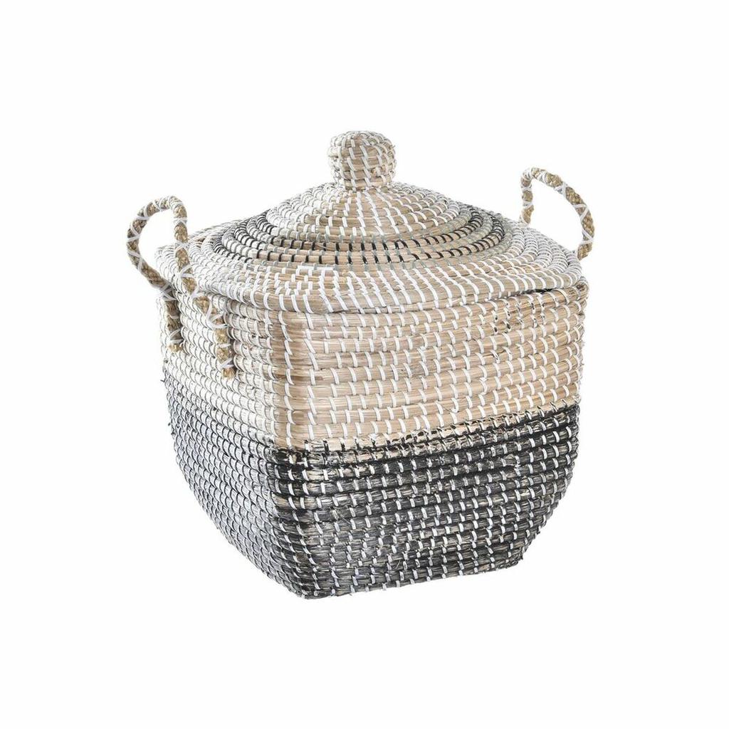 Dekorativer Korb DKD Home Decor Grau Natürliches Seegras Boho 45 x 35 x 43 cm