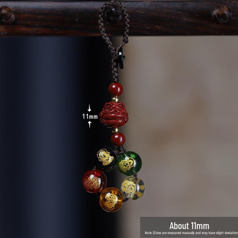 2026 Cinnabar Zodiac Dragon Keychain: Five Directions God of Wealth Pendant Gift