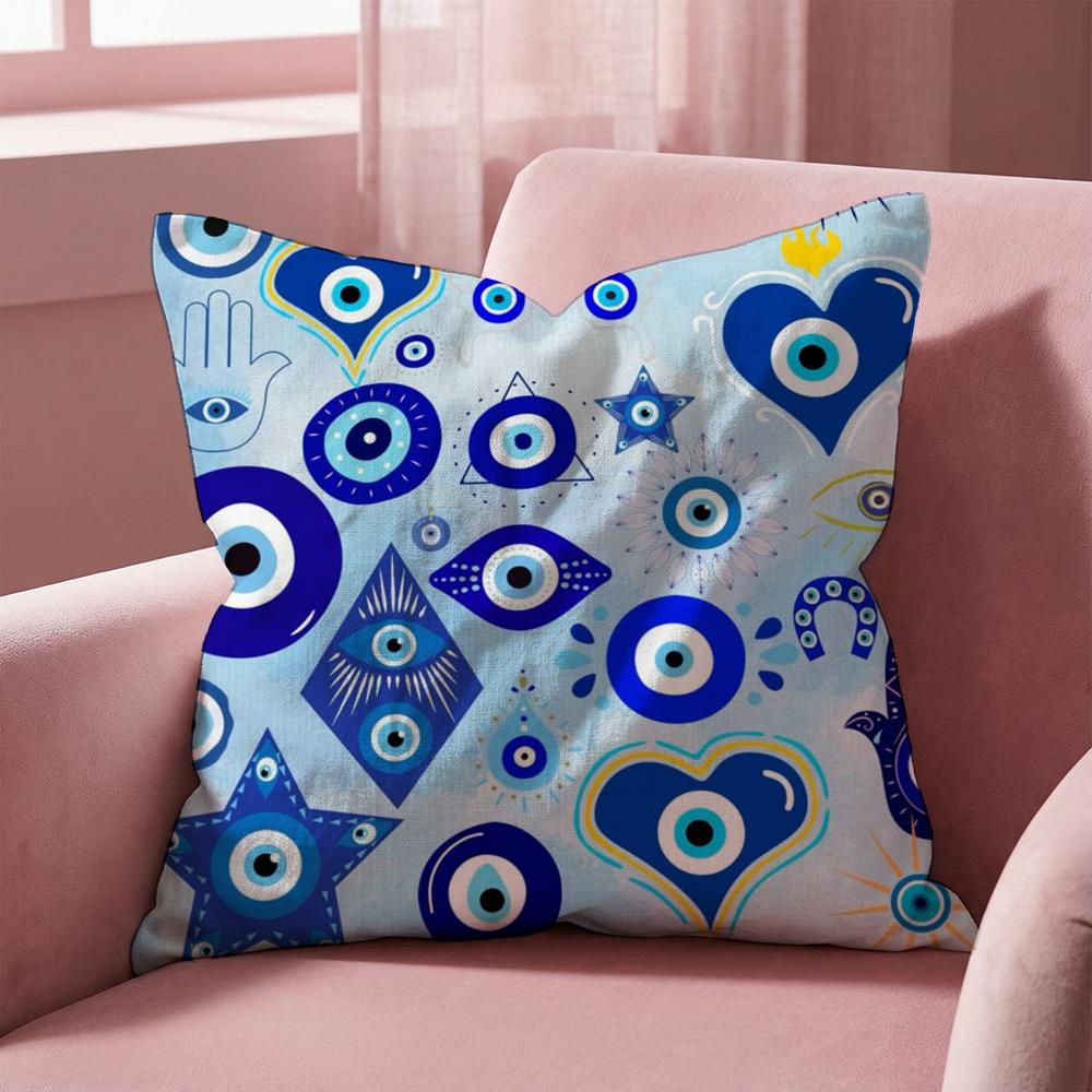 Evil Eye Symbol Art Cushion Cover Multi-Scene Pillow Cover for Home & Car - Reversible, Soft & Durable for Daily Use