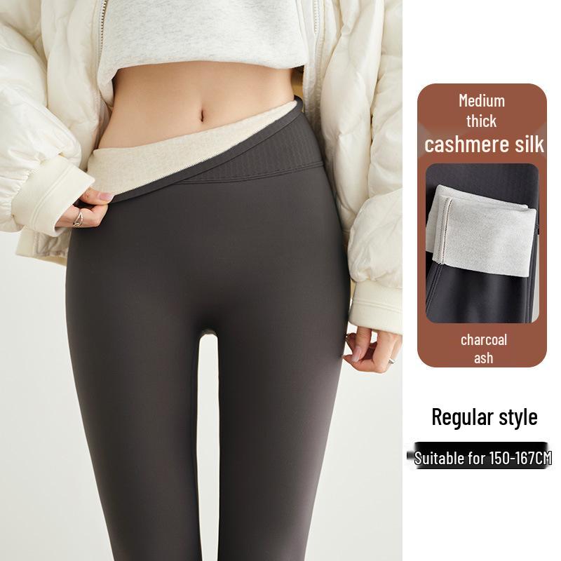 Plus-Size Fleece-Lined Shark Pants: High-Waisted, Thick, and Warm Yoga Leggings for Autumn/Winter 2025