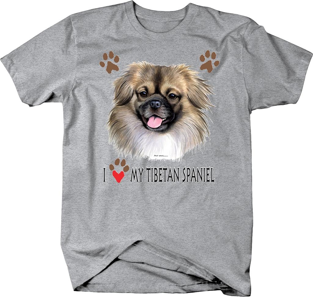 I Love My Tibetan Spaniel Dog With Paw Prints Custom Unisex T-shirts