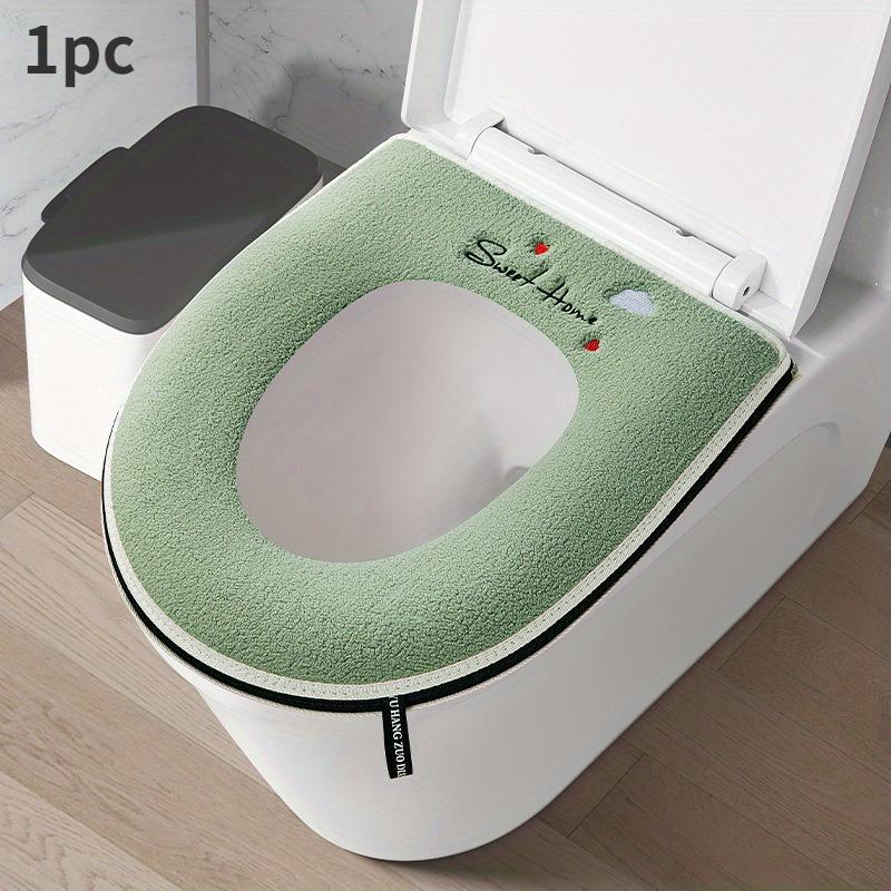 

1 шт. Подушка на сидіння унітазу на блискавці, Побутова водонепроникна універсальна кришка для унітазу, Всесезонна товста наклейка на унітаз, Регульована зелений