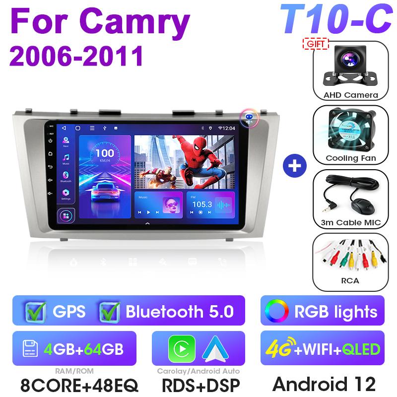 2 Din Android 12 Autoradio Für Toyota Camry 7 XV 40 50 2006 - 2011 Multimedia Video Player GPS 4G Carplay Auto Stereo Head Unit