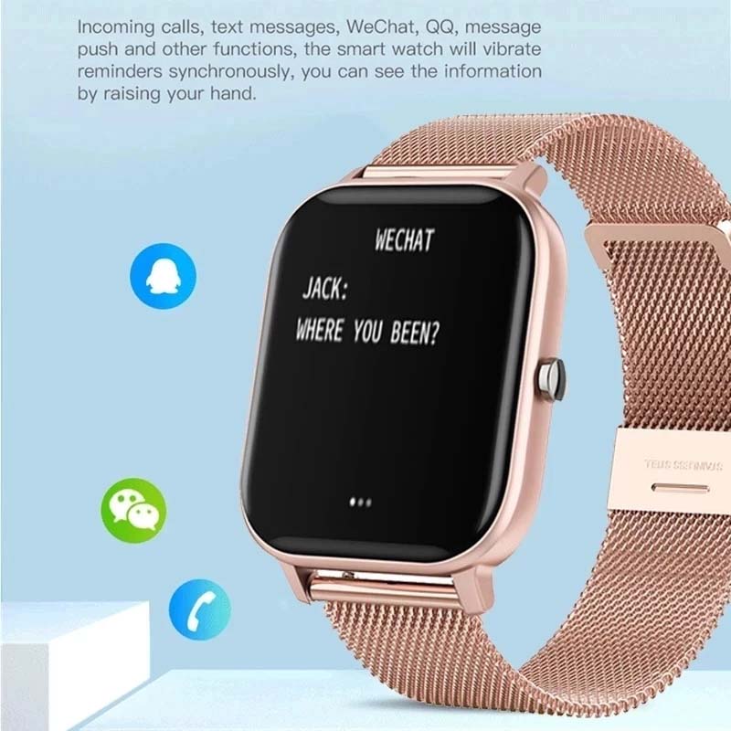 Kadın Akıllı Saat Erkekler 1.8" Renkli Ekran Tam Dokunmatik Fitness Takipçisi Erkekler Çağrı Akıllı Saat Bayanlar Android IOS İçin