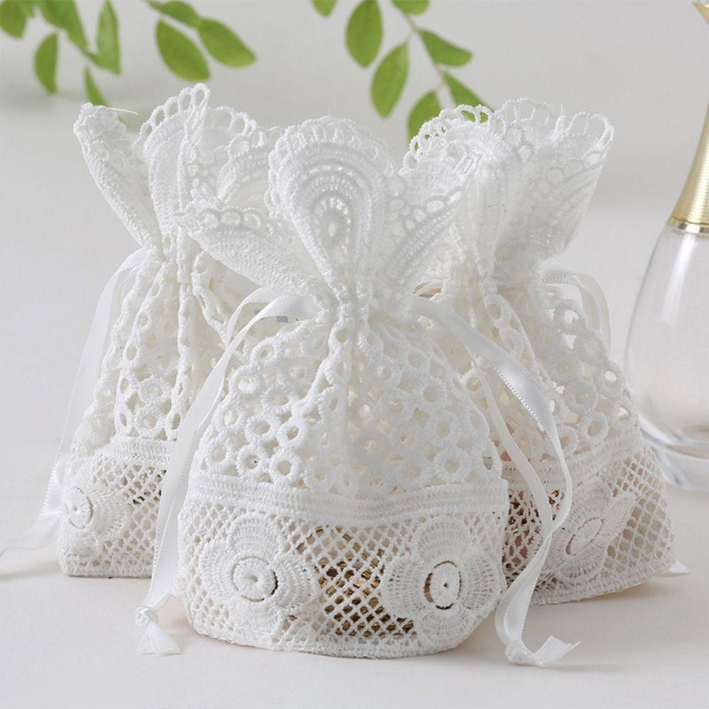Festival Favor Drawstring Pocket Gauze Packaging Bag Reusable Lace Sachet Wedding