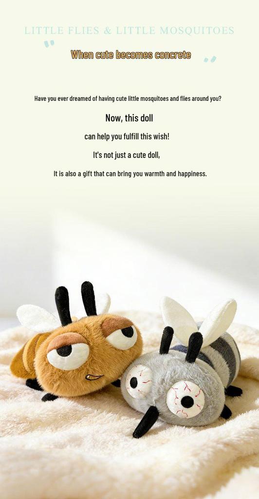 Summer Stooges Mosquito & Cockroach Prank Plush Toys - Funny Gift for Kids