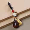 Unisex Personalized Hugging Pear Keychain: Red & Green Sandalwood Pendant Phone Chain